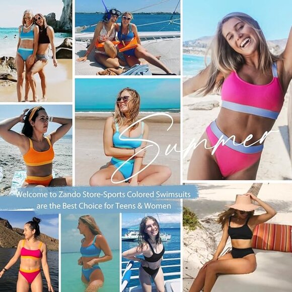 Swimsuit 2 Piece High Cut Bathing Suit - Picture 5 of 7